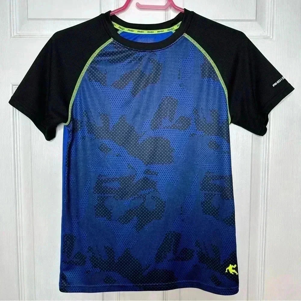 And1 T-Shirt Blue/Black/Yellow Size Extra Large
